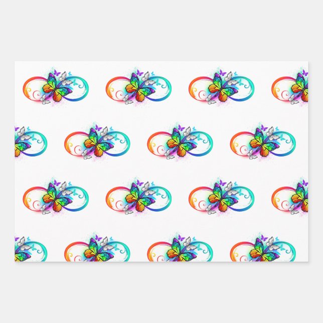 Helle Unendlichkeit mit Regenbogenschmetterling Geschenkpapier Set (Vorderseite)