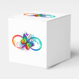 Helle Unendlichkeit mit Regenbogenschmetterling Geschenkschachtel