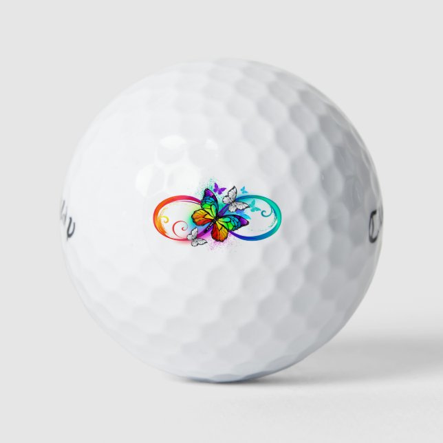 Helle Unendlichkeit mit Regenbogenschmetterling Golfball (Vorderseite)