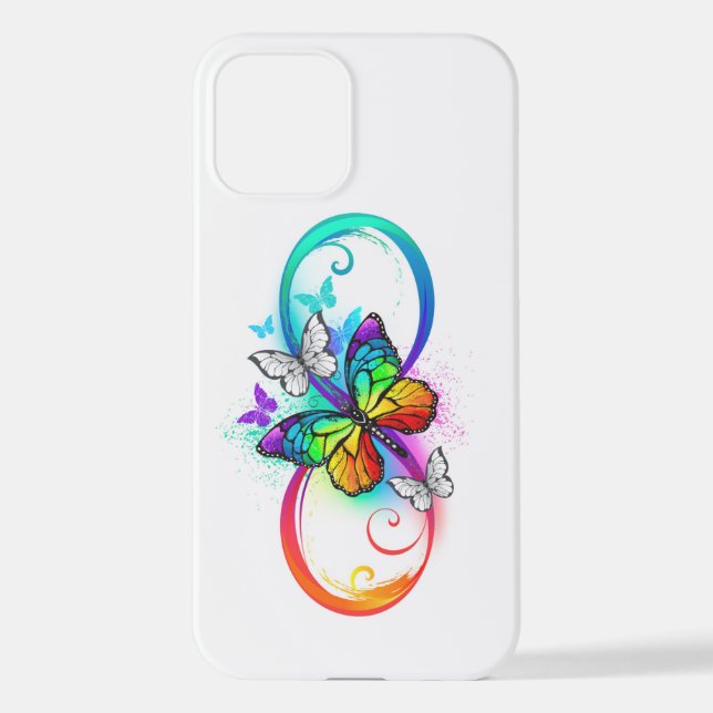Helle Unendlichkeit mit Regenbogenschmetterling iPhone 12 Hülle (Rückseite)
