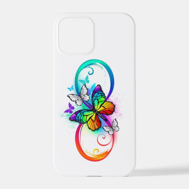Helle Unendlichkeit mit Regenbogenschmetterling iPhone 12 Pro Hülle (Rückseite)