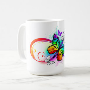 Helle Unendlichkeit mit Regenbogenschmetterling Kaffeetasse