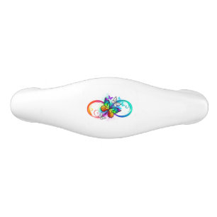 Helle Unendlichkeit mit Regenbogenschmetterling Keramik Schubladengriff