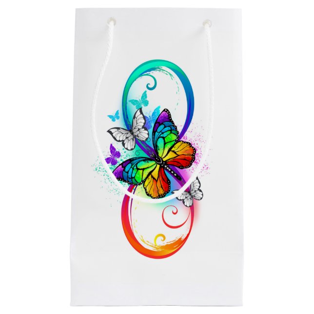 Helle Unendlichkeit mit Regenbogenschmetterling Kleine Geschenktüte (Vorderseite)