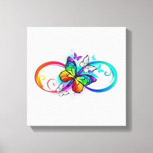 Helle Unendlichkeit mit Regenbogenschmetterling Leinwanddruck