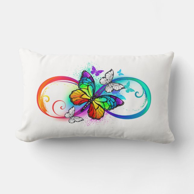 Helle Unendlichkeit mit Regenbogenschmetterling Lendenkissen (Vorderseite)