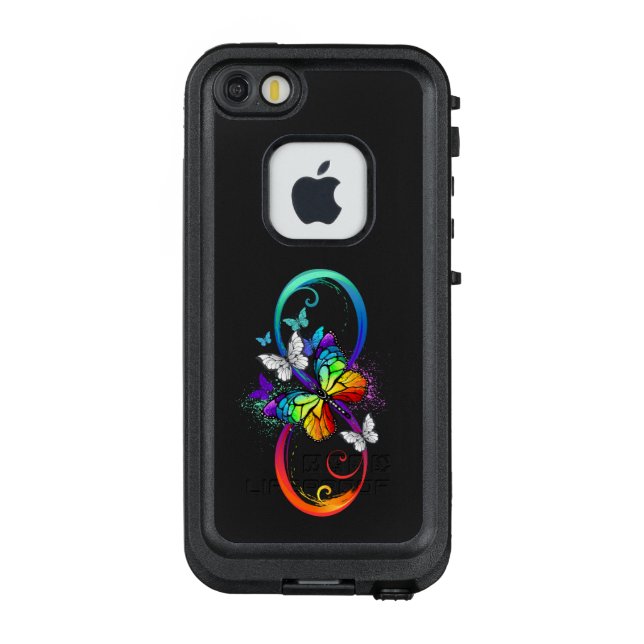 Helle Unendlichkeit mit Regenbogenschmetterling LifeProof iPhone Hülle (Rückseite)