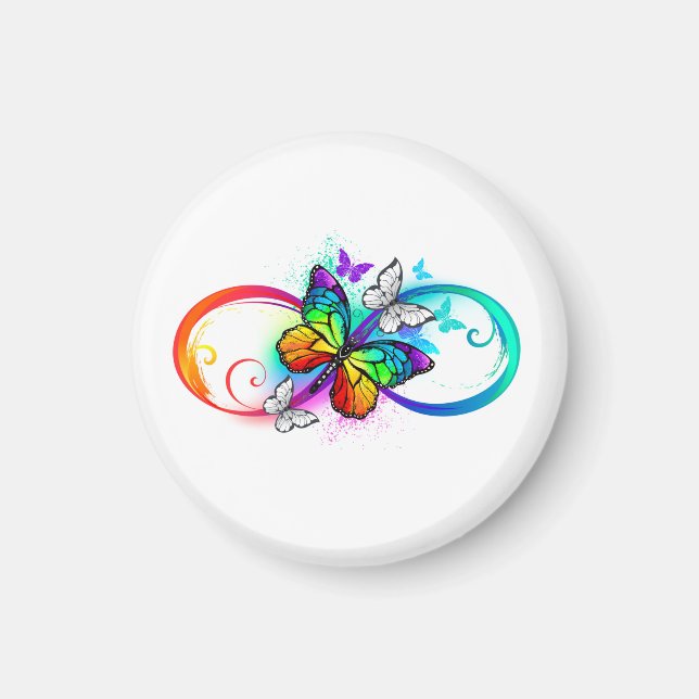 Helle Unendlichkeit mit Regenbogenschmetterling Magnet (Vorne)