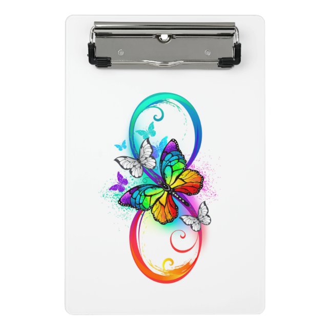 Helle Unendlichkeit mit Regenbogenschmetterling  Mini Klemmbrett (Vorderseite)