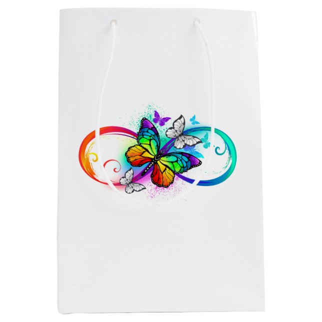 Helle Unendlichkeit mit Regenbogenschmetterling Mittlere Geschenktüte (Vorderseite)