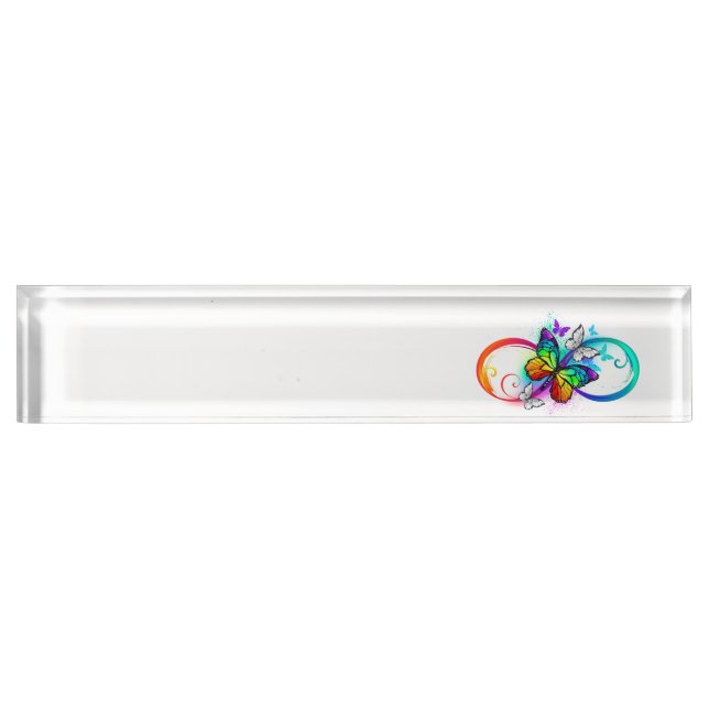 Helle Unendlichkeit mit Regenbogenschmetterling Namensplakette (Vorderseite)