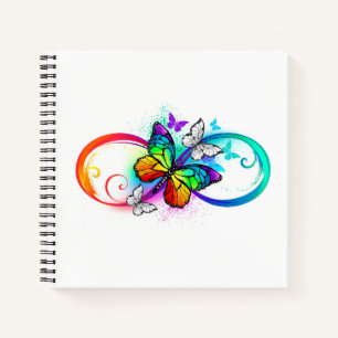 Helle Unendlichkeit mit Regenbogenschmetterling Notizbuch