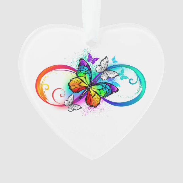 Helle Unendlichkeit mit Regenbogenschmetterling Ornament (Vorderseite)