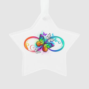 Helle Unendlichkeit mit Regenbogenschmetterling Ornament