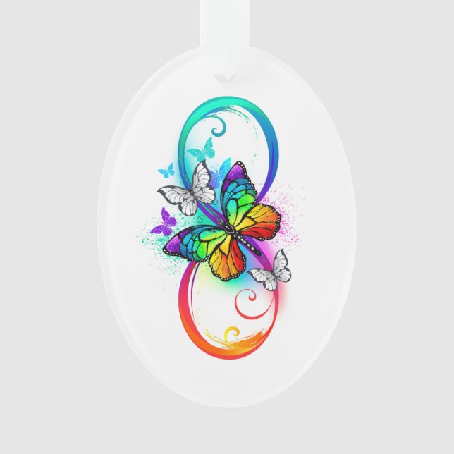 Helle Unendlichkeit mit Regenbogenschmetterling Ornament (Vorderseite)