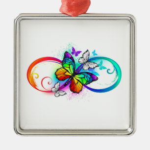 Helle Unendlichkeit mit Regenbogenschmetterling Ornament Aus Metall