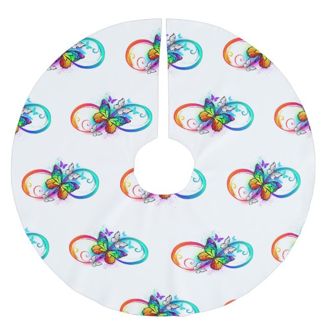 Helle Unendlichkeit mit Regenbogenschmetterling Polyester Weihnachtsbaumdecke (Vorderseite)