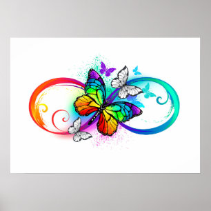 Helle Unendlichkeit mit Regenbogenschmetterling Poster