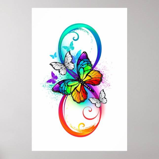 Helle Unendlichkeit mit Regenbogenschmetterling Poster (Vorne)