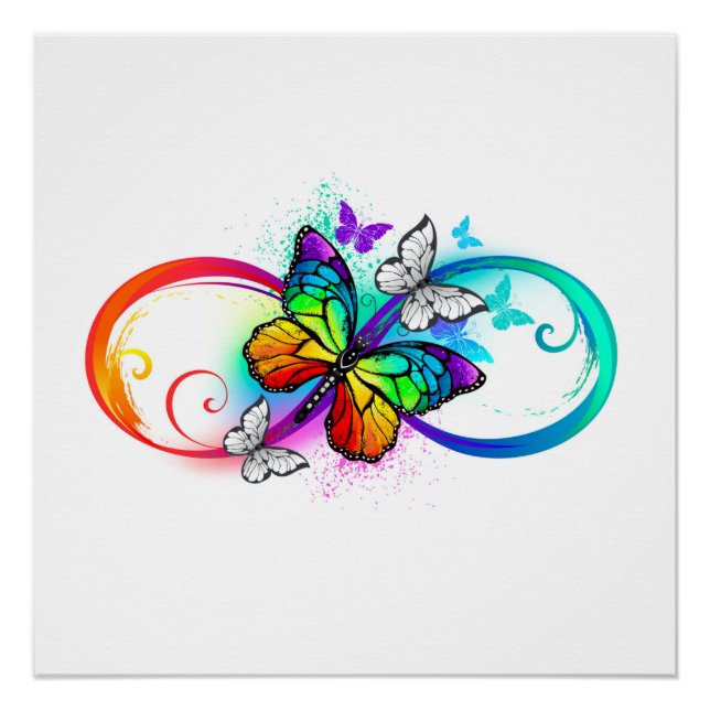 Helle Unendlichkeit mit Regenbogenschmetterling Poster (Vorderseite)