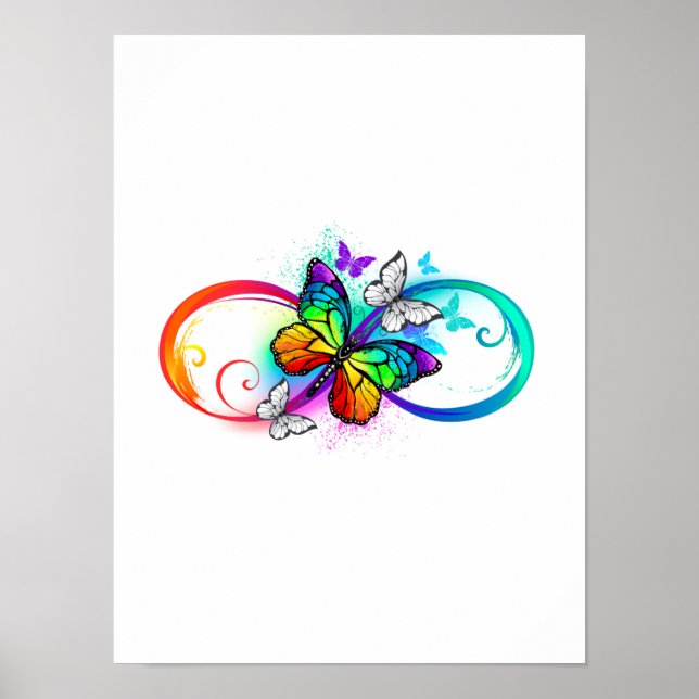 Helle Unendlichkeit mit Regenbogenschmetterling Poster (Vorne)