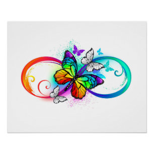 Helle Unendlichkeit mit Regenbogenschmetterling Poster