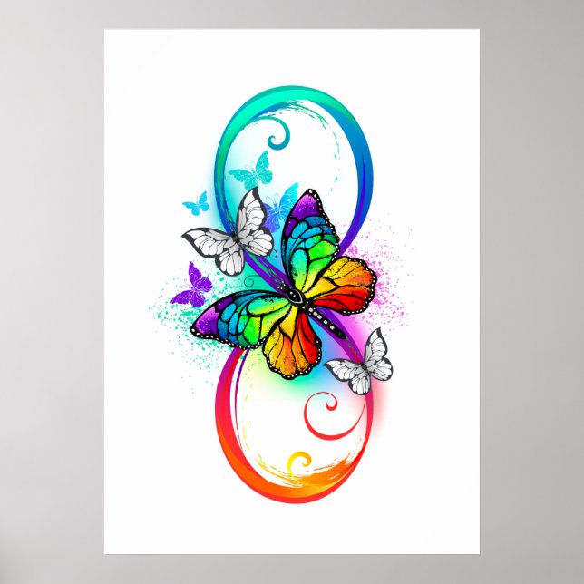 Helle Unendlichkeit mit Regenbogenschmetterling Poster (Vorne)