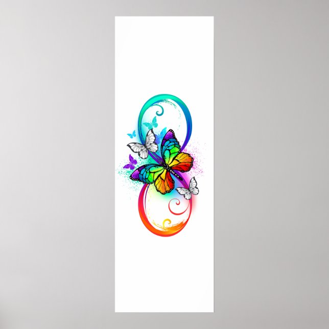 Helle Unendlichkeit mit Regenbogenschmetterling Poster (Vorne)