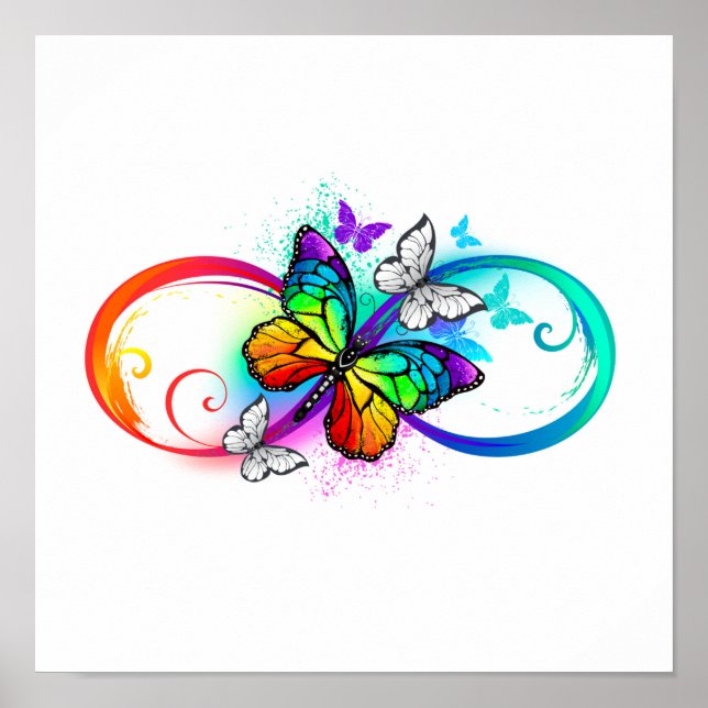 Helle Unendlichkeit mit Regenbogenschmetterling Poster (Vorne)