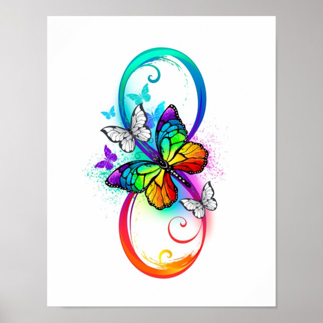 Helle Unendlichkeit mit Regenbogenschmetterling Poster (Vorne)