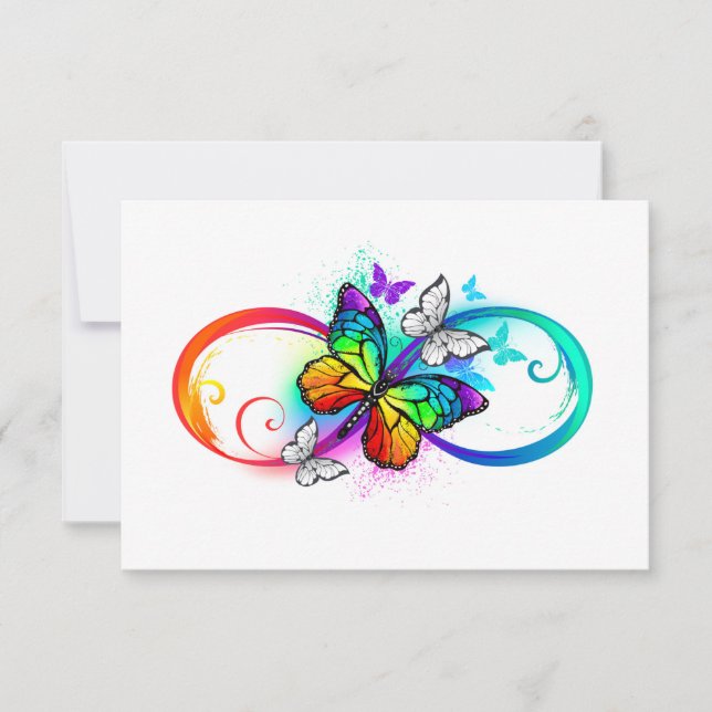 Helle Unendlichkeit mit Regenbogenschmetterling RSVP Karte (Vorderseite)