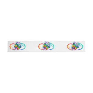 Helle Unendlichkeit mit Regenbogenschmetterling Rundum-Adressaufkleber