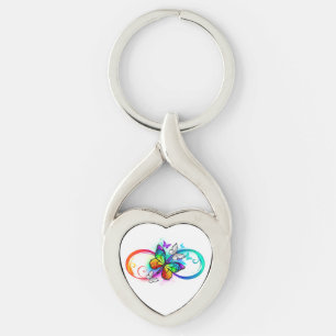Helle Unendlichkeit mit Regenbogenschmetterling Schlüsselanhänger