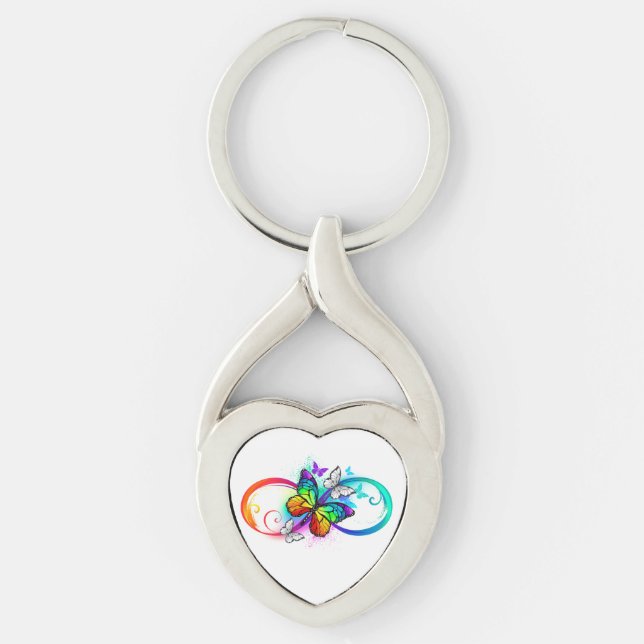 Helle Unendlichkeit mit Regenbogenschmetterling Schlüsselanhänger (Vorderseite)
