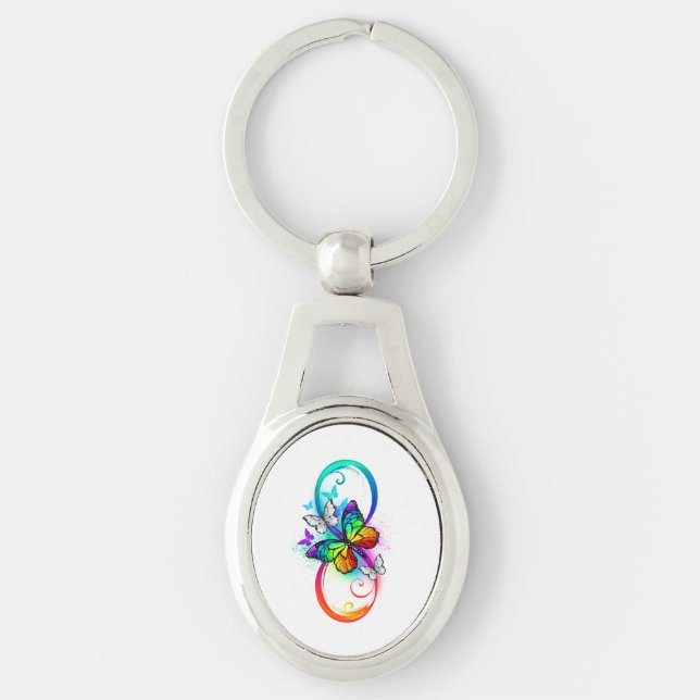 Helle Unendlichkeit mit Regenbogenschmetterling Schlüsselanhänger (Vorderseite)