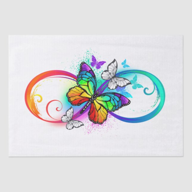 Helle Unendlichkeit mit Regenbogenschmetterling Seidenpapier (Vorderseite)