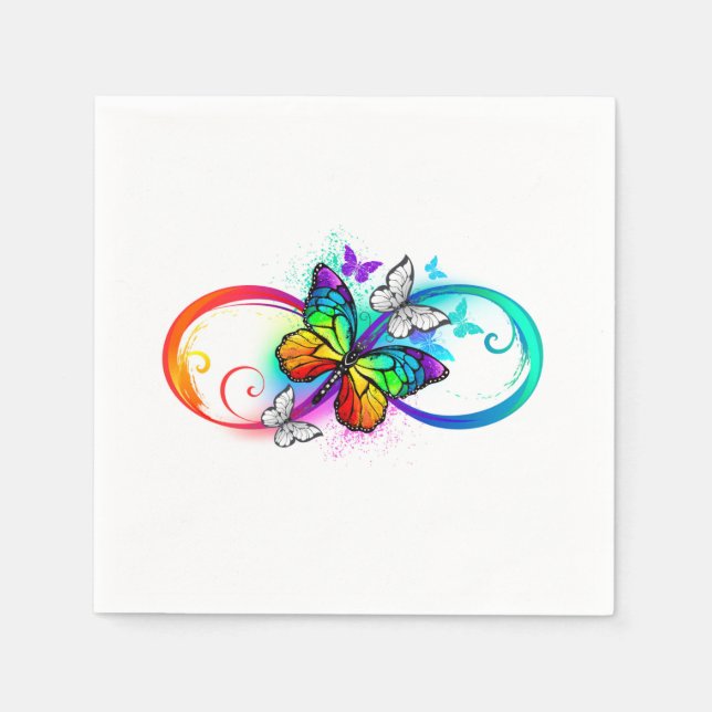 Helle Unendlichkeit mit Regenbogenschmetterling Serviette (Vorderseite)