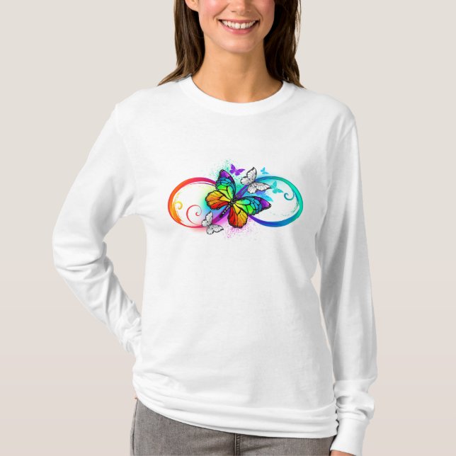Helle Unendlichkeit mit Regenbogenschmetterling T-Shirt (Vorderseite)