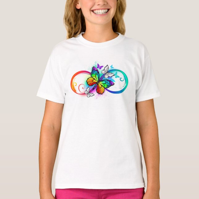 Helle Unendlichkeit mit Regenbogenschmetterling T-Shirt (Vorderseite)
