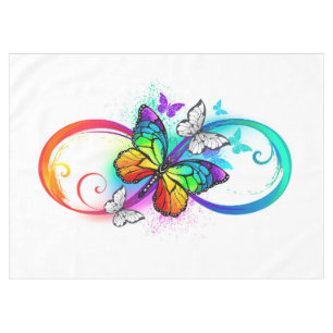 Helle Unendlichkeit mit Regenbogenschmetterling Tischdecke
