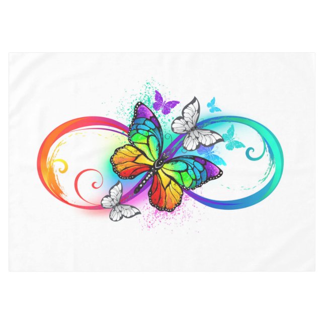 Helle Unendlichkeit mit Regenbogenschmetterling Tischdecke (Vorderseite (Horizontal))