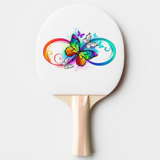Helle Unendlichkeit mit Regenbogenschmetterling Tischtennis Schläger (Vorderseite)