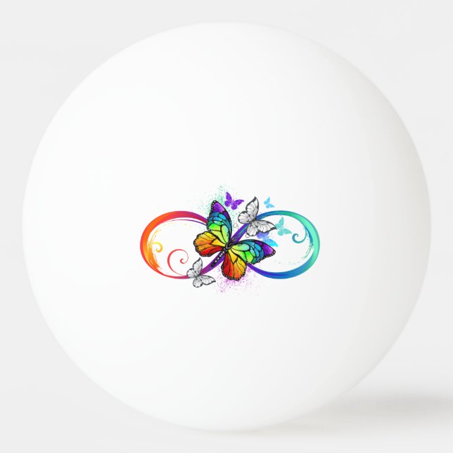 Helle Unendlichkeit mit Regenbogenschmetterling Tischtennisball (Vorderseite)