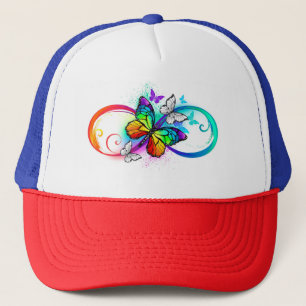 Helle Unendlichkeit mit Regenbogenschmetterling Truckerkappe