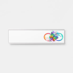 Helle Unendlichkeit mit Regenbogenschmetterling Türschild