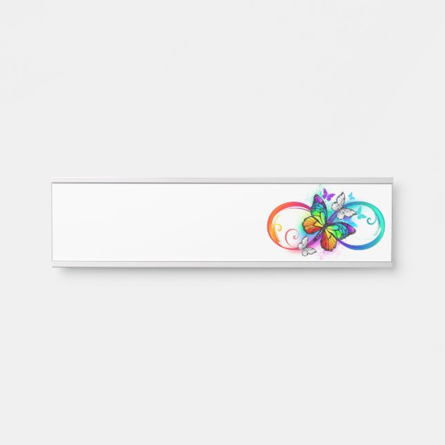Helle Unendlichkeit mit Regenbogenschmetterling Türschild (Vorderseite )