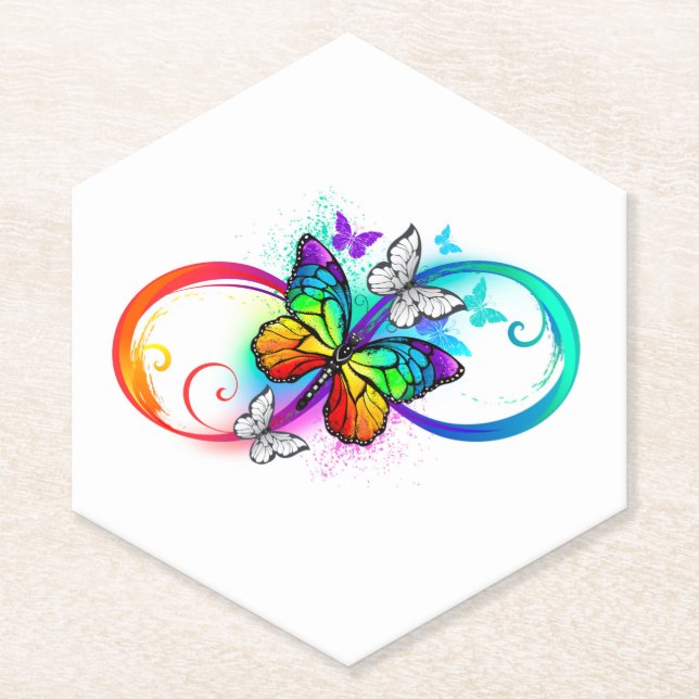 Helle Unendlichkeit mit Regenbogenschmetterling Untersetzer (Vorderseite)