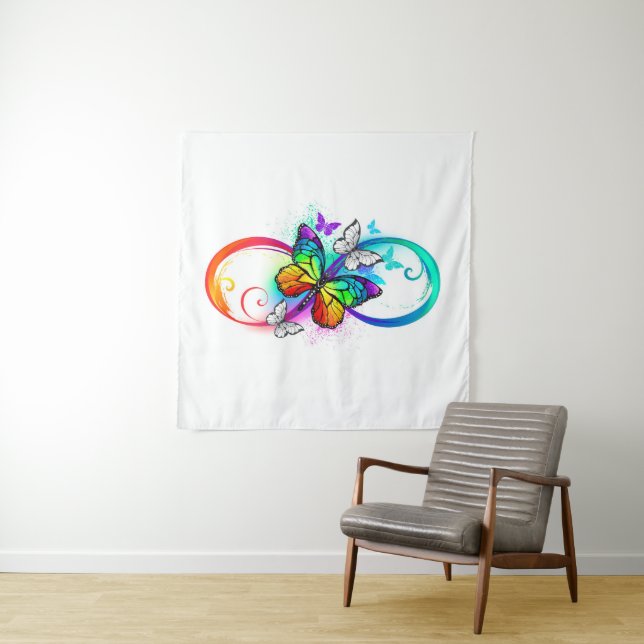 Helle Unendlichkeit mit Regenbogenschmetterling Wandteppich (Beispiel)
