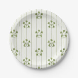 Helle Vintage grüne Blume Streifen Pappteller
