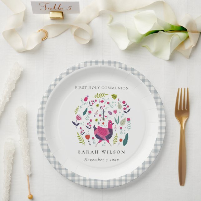 Helle Volksfarm Flora Birdie Erste Heilige Kommune Pappteller (Hochzeit)